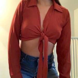 Dark orange unique top